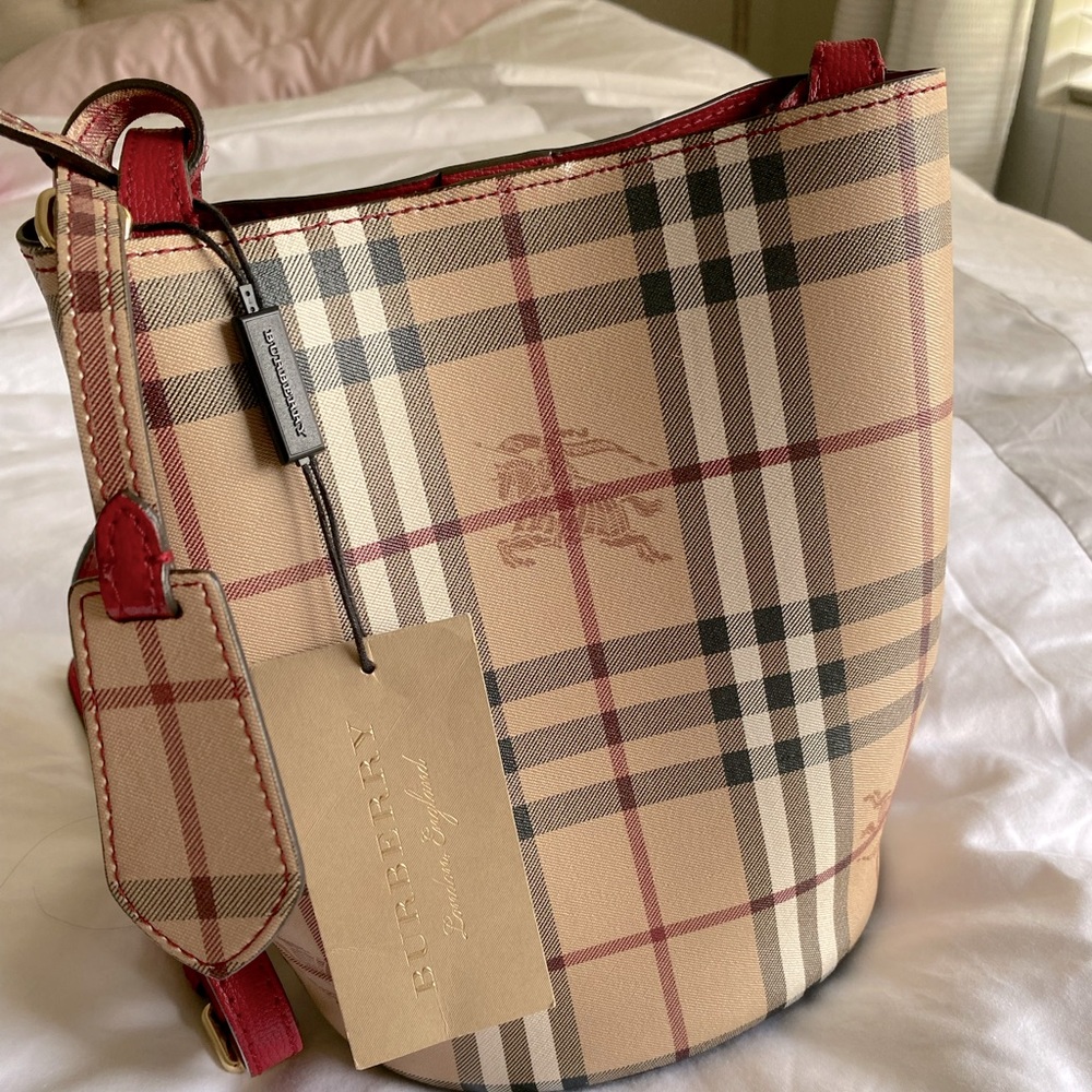 Authentic Burberry Haymarket bucket Bag